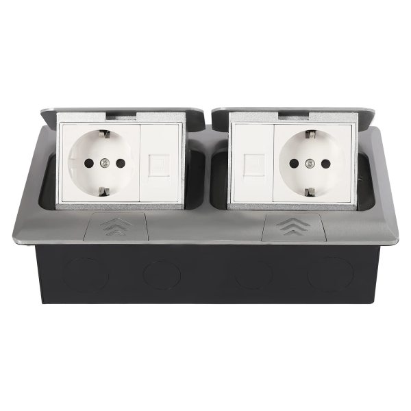 Prise encastrable escamotable Dual Networks&Sockets 250 V 16 A - Étanche et résistante à l'humidité