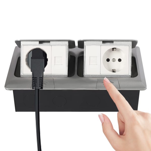 Prise encastrable escamotable Dual Networks&Sockets 250 V 16 A - Étanche et résistante à l'humidité