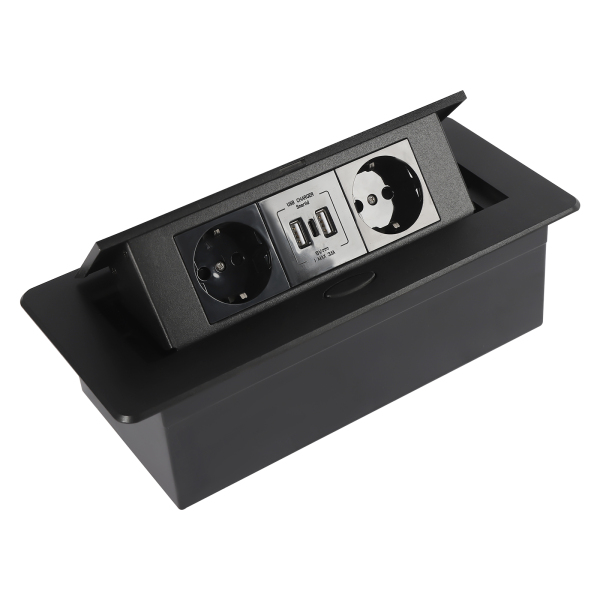 Prise de courant de bureau, USB 3.1 Type C 4000 W, charge rapide, gain de place pour comptoir de bureau, noir