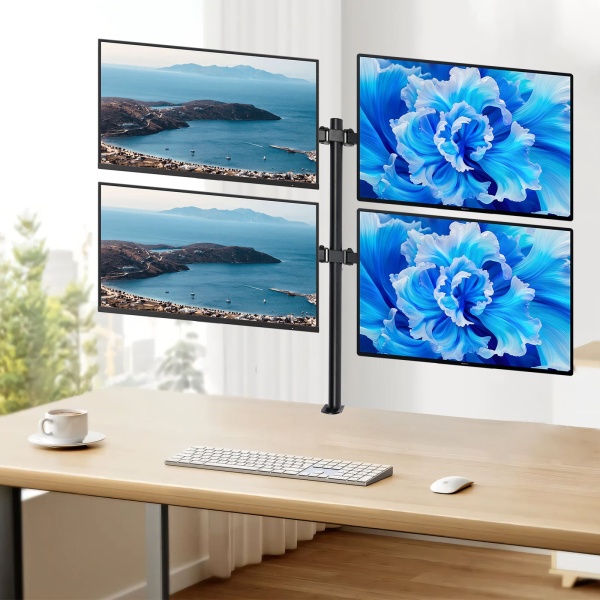 Support de bureau pour écran LED et LCD - Inclinable à 180° - Réglable en hauteur à 360° - 9 kg pour chaque écran
