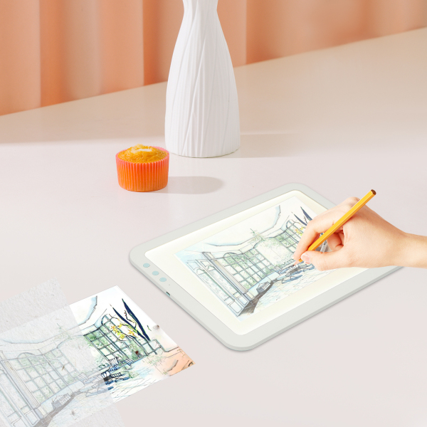 Tampon lumineux LED, tableau lumineux portable sans fil, 3 couleurs de lumière, papier applicable : A4, 34.8*25.9cm, vert