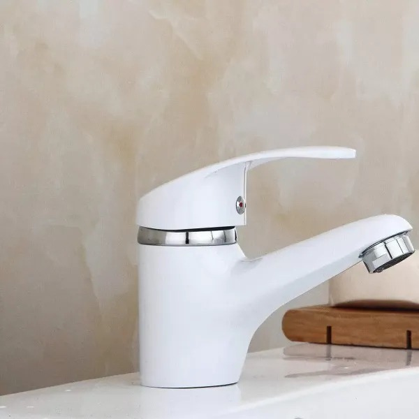 Robinet de lavabo pour salle de bain, robinet de salle de bain en blanc, mitigeur avec noyau en céramique silencieux, robinet pour lavabo
