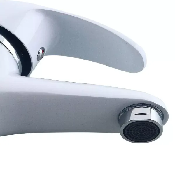 Robinet de lavabo pour salle de bain, robinet de salle de bain en blanc, mitigeur avec noyau en céramique silencieux, robinet pour lavabo