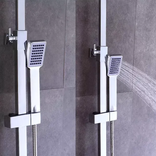 Kit de douche avec système de douche à effet pluie en acier inoxydable - Avec pommeau de douche thermostatique - Pommeau de douche - 30 cm