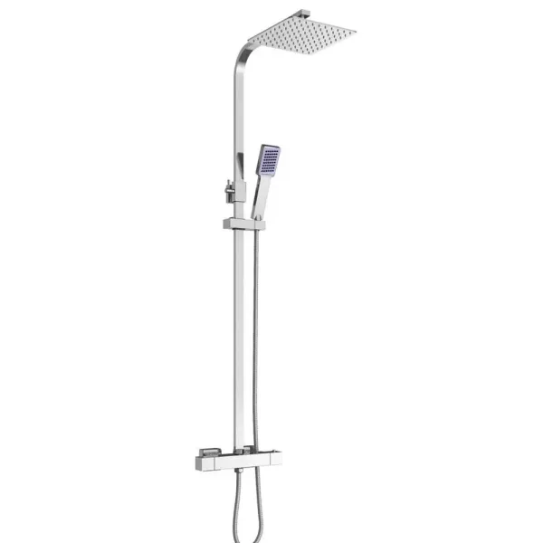Kit de douche avec système de douche à effet pluie en acier inoxydable - Avec pommeau de douche thermostatique - Pommeau de douche - 30 cm
