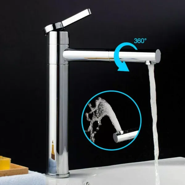 Robinet de salle de bain rotatif à 360° Robinet de lavabo Mitigeur monocommandé