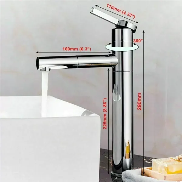 Robinet de salle de bain rotatif à 360° Robinet de lavabo Mitigeur monocommandé Robinet de salle de bain rotatif à 360° Robinet de lavabo Mitigeur monocommandé