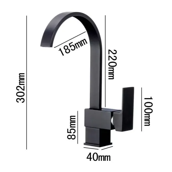 Robinet de cuisine Noir Robinet d'évier Mitigeur d'évier Robinet mitigeur monocommande Robinet de cuisine