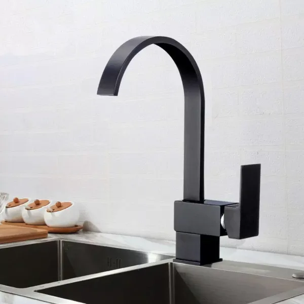 Robinet de cuisine Noir Robinet d'évier Mitigeur d'évier Robinet mitigeur monocommande Robinet de cuisine