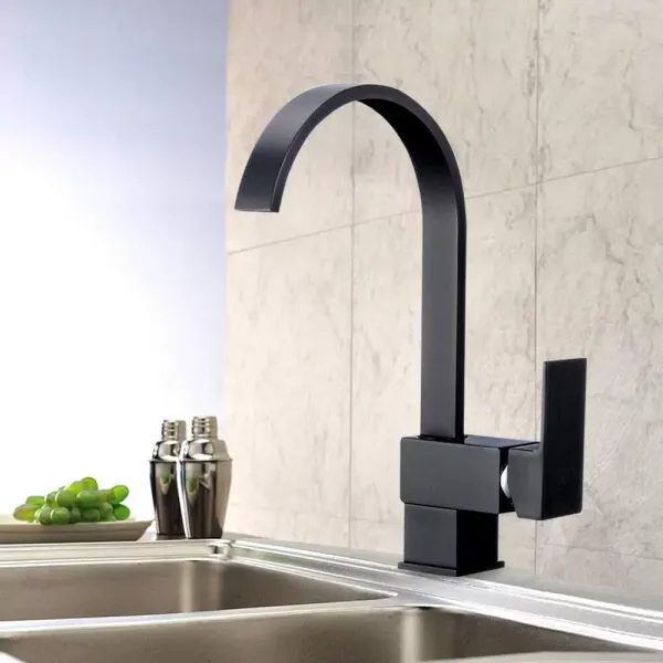 Robinet de cuisine Noir Robinet d'évier Mitigeur d'évier Robinet mitigeur monocommande Robinet de cuisine