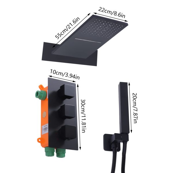 Ensemble de mitigeur de douche encastré noir - Système de douche encastré - Système de douche à effet pluie