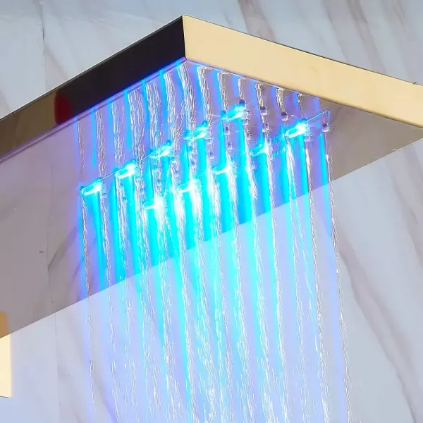 Système de douche avec LED - Style euro - Montage mural - Ensemble de douche multifonction avec pommeau de douche et douchette à main
