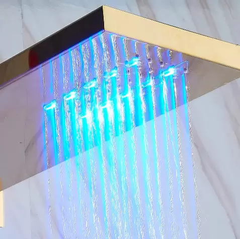 Système de douche avec LED - Style euro - Montage mural - Ensemble de douche multifonction avec pommeau de douche et douchette à main