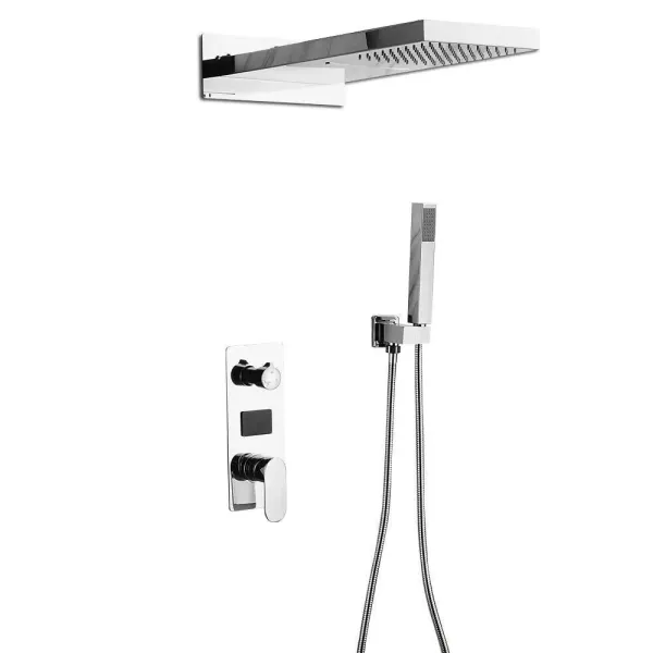 Système de douche encastré avec douchette à effet pluie et pommeau de douche pour salle de bain