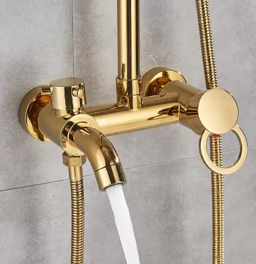 Morden Système de douche à effet pluie avec douchette réglable en hauteur pour salle de bain Doré 20 cm