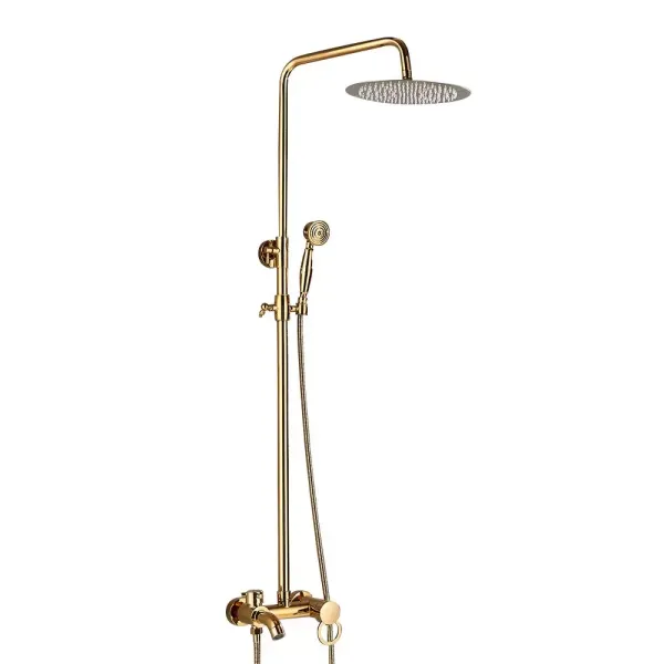 Morden Système de douche à effet pluie avec douchette réglable en hauteur pour salle de bain Doré 20 cm