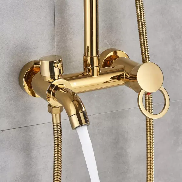 Morden Système de douche à effet pluie avec douchette réglable en hauteur pour salle de bain Doré 20 cm