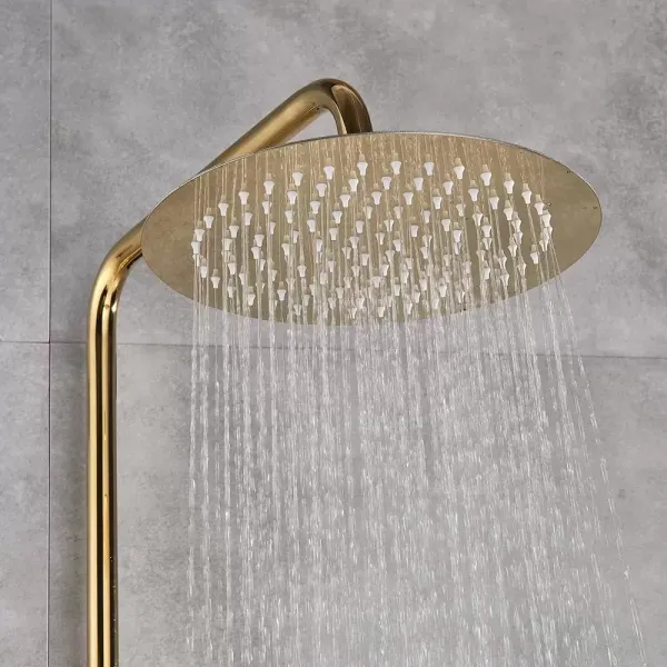 Morden Système de douche à effet pluie avec douchette réglable en hauteur pour salle de bain Doré 20 cm