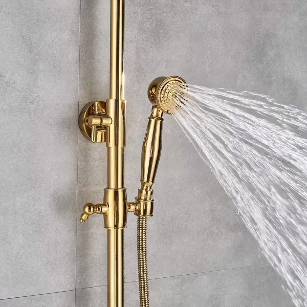 Morden Système de douche à effet pluie avec douchette réglable en hauteur pour salle de bain Doré 20 cm