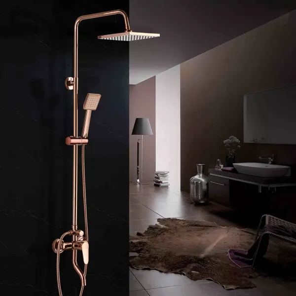 Système de douche mural de pluie de 8 pouces,Robinet de douche de salle de bain Ensemble de douche, pommeau de douche et douchette de tête,barre réglable 730 mm - 1200 mm