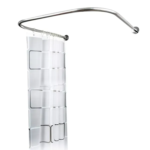 Tringle à rideau de douche en forme de U - Barre coudée pour salle de bain - Montage contre le mur - Anti-poussière - Acier inoxydable