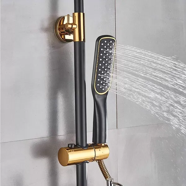 Ensemble de douche - Robinet de douche carré - Douche à effet pluie avec étagère - Montage mural