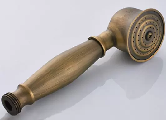 Antiek koperen doucheset met verstelbare douchekop van 75-120 cm met plank