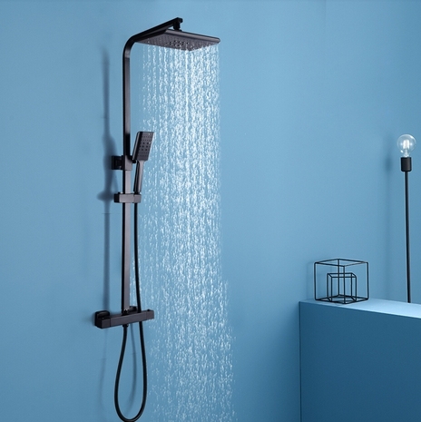 Système de douche 360° avec thermostat 38° C Douche à effet pluie noire