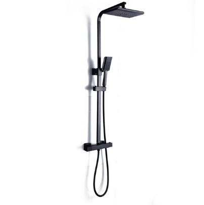 Système de douche 360° avec thermostat 38° C Douche à effet pluie noire
