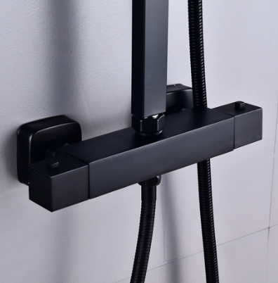 Système de douche 360° avec thermostat 38° C Douche à effet pluie noire