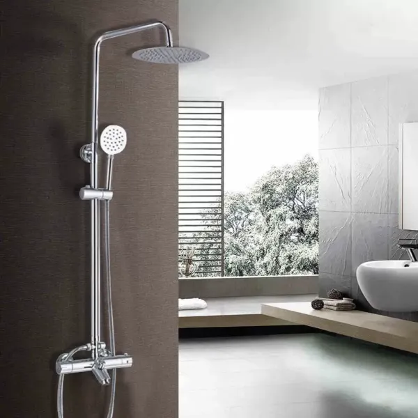 Système de douche thermostatique avec vaporisateur et douchette à main - Système de douche complet réglable en hauteur - En acier inoxydable