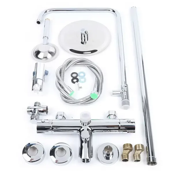 Système de douche thermostatique avec vaporisateur et douchette à main - Système de douche complet réglable en hauteur - En acier inoxydable