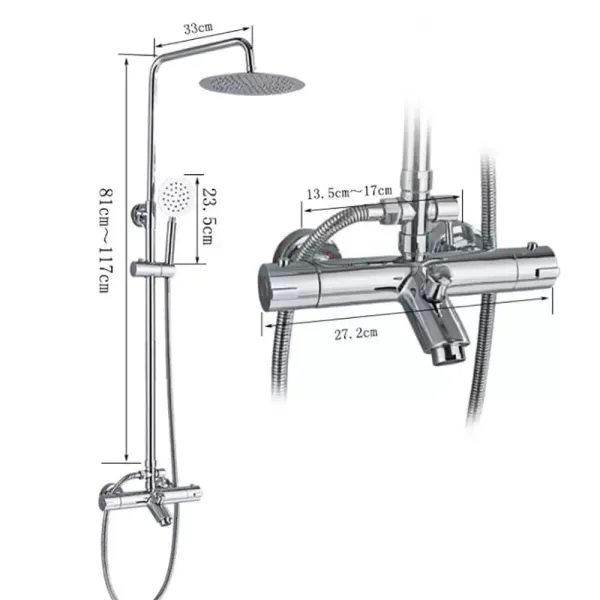 Système de douche thermostatique avec vaporisateur et douchette à main - Système de douche complet réglable en hauteur - En acier inoxydable