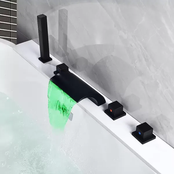 Robinet de baignoire Waterfall - Mitigeur monocommande pour baignoire - Bord de baignoire moderne - En laiton cascade - 5 trous