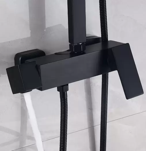 Colonne de douche noire pour salle de bain Ensemble de douche complet avec mitigeur de douche et douche à main Hauteur réglable