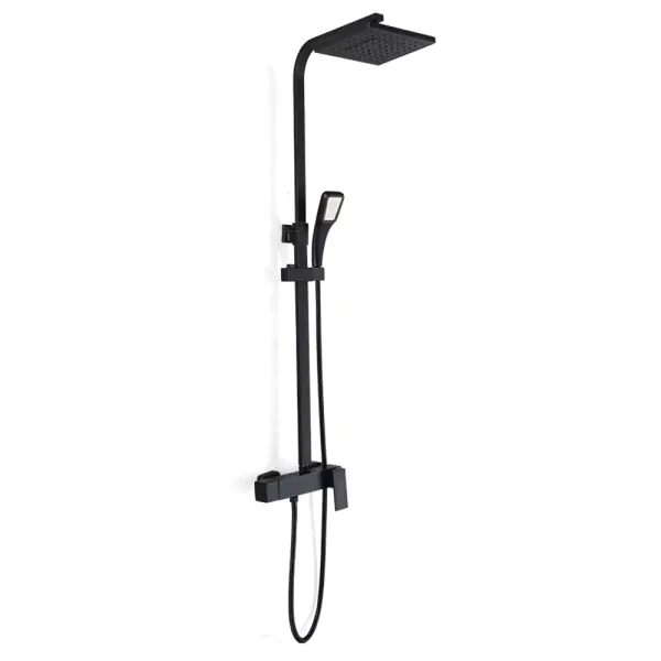 Colonne de douche noire pour salle de bain Ensemble de douche complet avec mitigeur de douche et douche à main Hauteur réglable