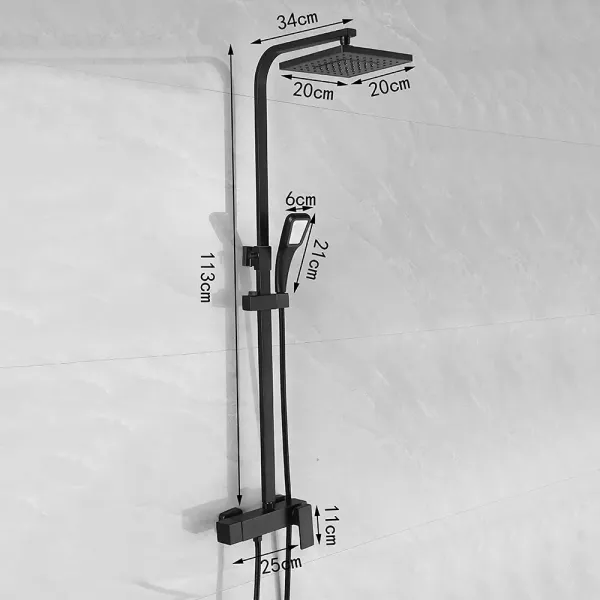 Colonne de douche noire pour salle de bain Ensemble de douche complet avec mitigeur de douche et douche à main Hauteur réglable