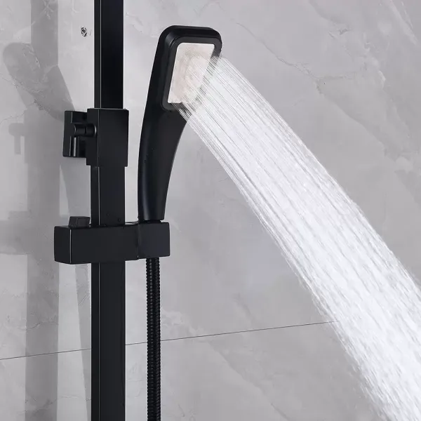 Colonne de douche noire pour salle de bain Ensemble de douche complet avec mitigeur de douche et douche à main Hauteur réglable