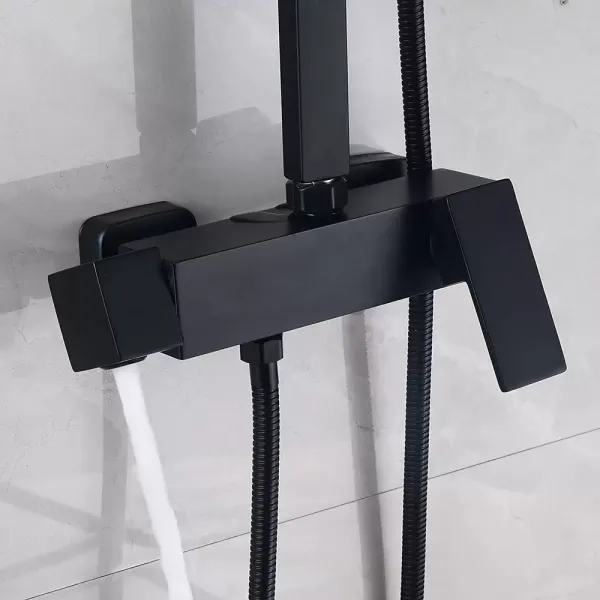 Colonne de douche noire pour salle de bain Ensemble de douche complet avec mitigeur de douche et douche à main Hauteur réglable