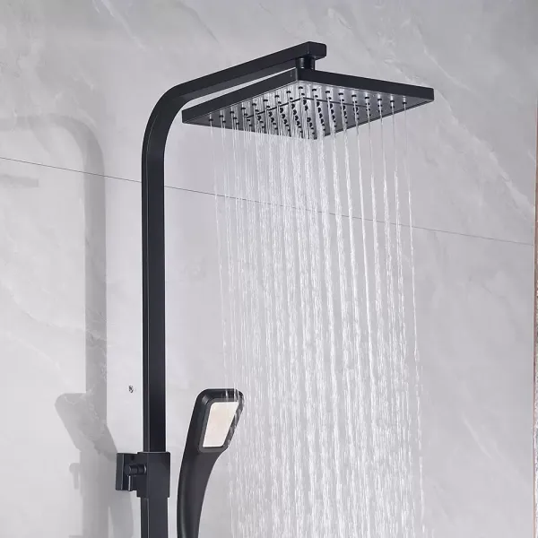 Colonne de douche noire pour salle de bain Ensemble de douche complet avec mitigeur de douche et douche à main Hauteur réglable