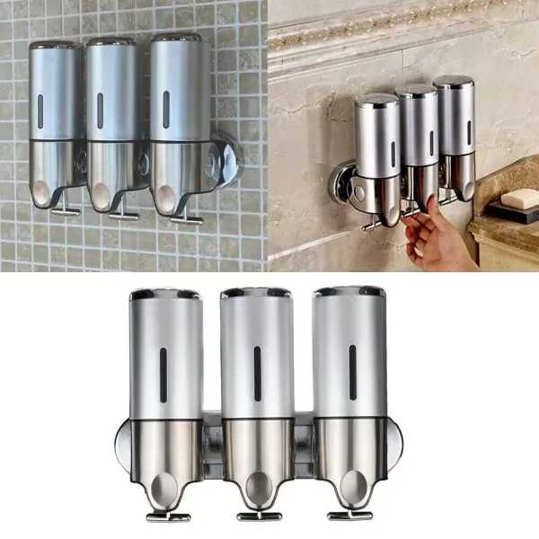 Lot de 3 distributeurs de savon mural - 500 ml - Pour salle de bain, cuisine, bureau, école, hôtel