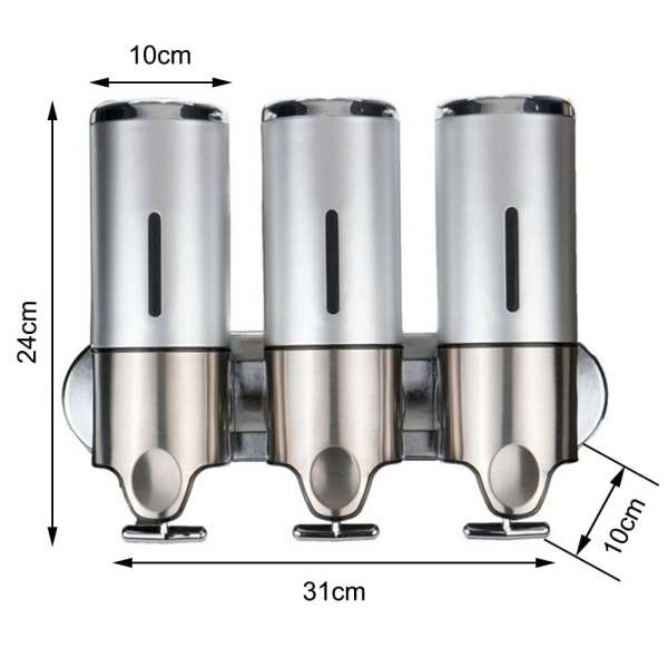 Lot de 3 distributeurs de savon mural - 500 ml - Pour salle de bain, cuisine, bureau, école, hôtel