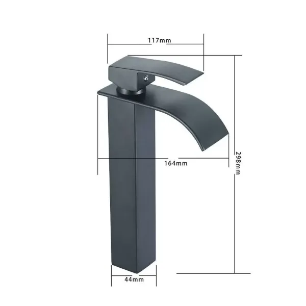 Robinet de salle de bain en laiton chromé avec poignée noire