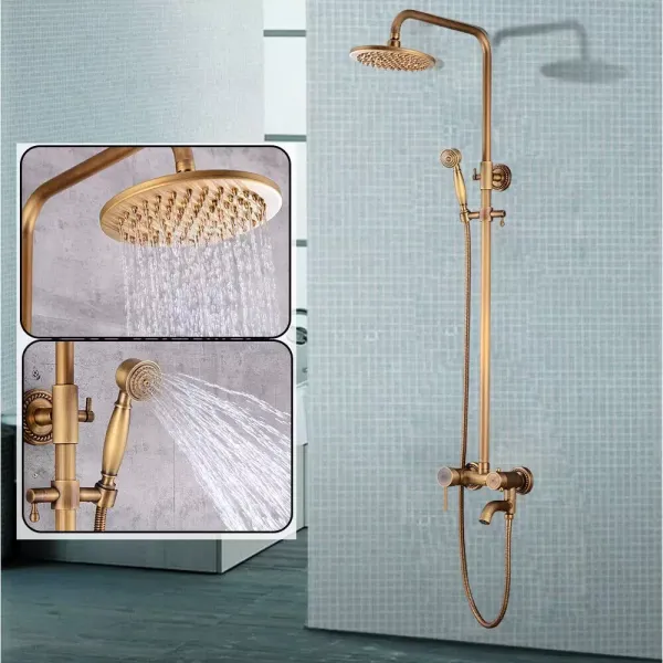 Kit de douche rétro en laiton- Système de douche en bronze