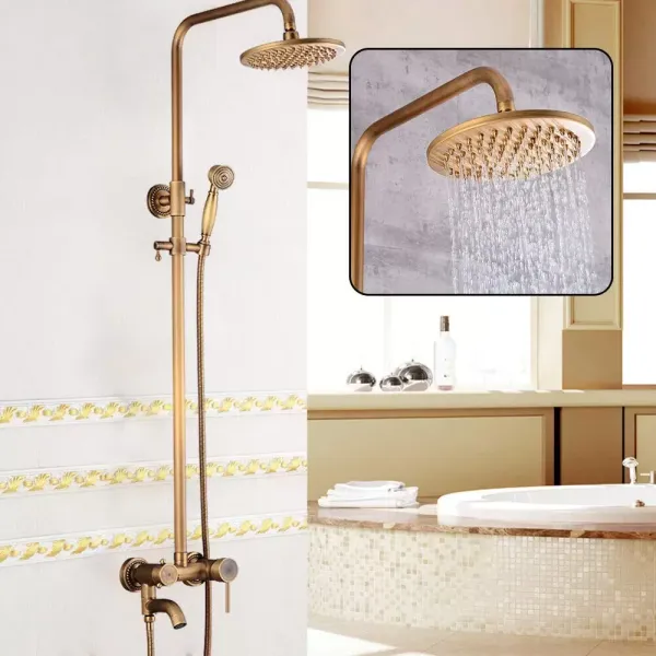 Kit de douche rétro en laiton- Système de douche en bronze
