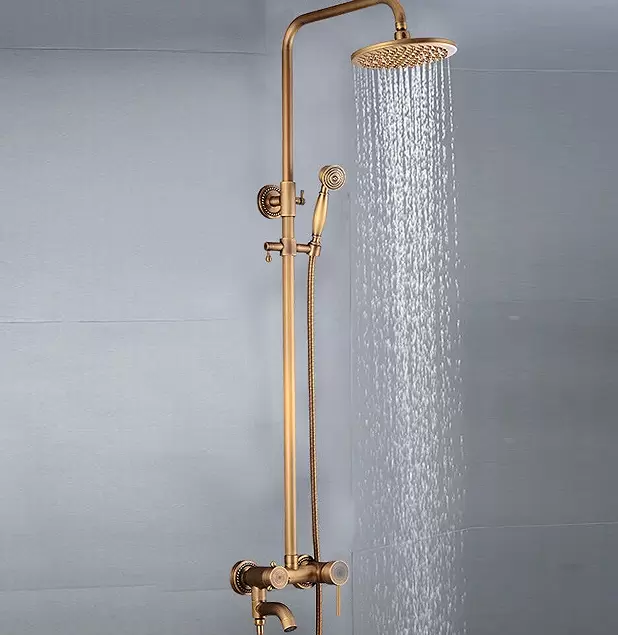Retro messing doucheset - bronzen douchesysteem