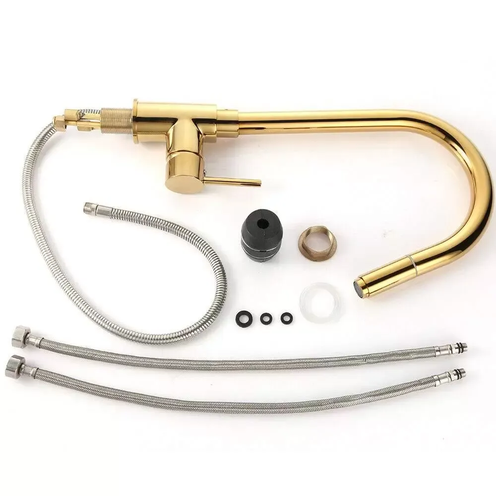 Robinet de cuisine extensible doré - Mitigeur monocommande - Extensible - Robinet de cuisine - Avec extracteur