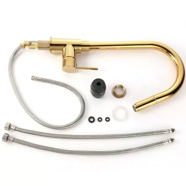 Robinet de cuisine extensible doré - Mitigeur monocommande - Extensible - Robinet de cuisine - Avec extracteur
