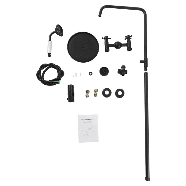 Ensemble de douche rétro noir avec pommeau de douche pour salle de bain