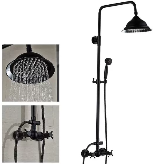 8" retro douchezuil - Met douchekop - Hoogte verstelbaar van 80 tot 120 cm